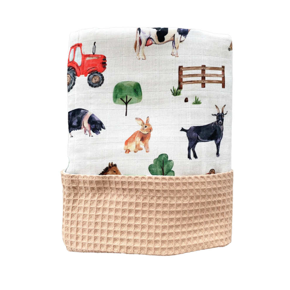 Waffle Knit Blanket - On the Farm