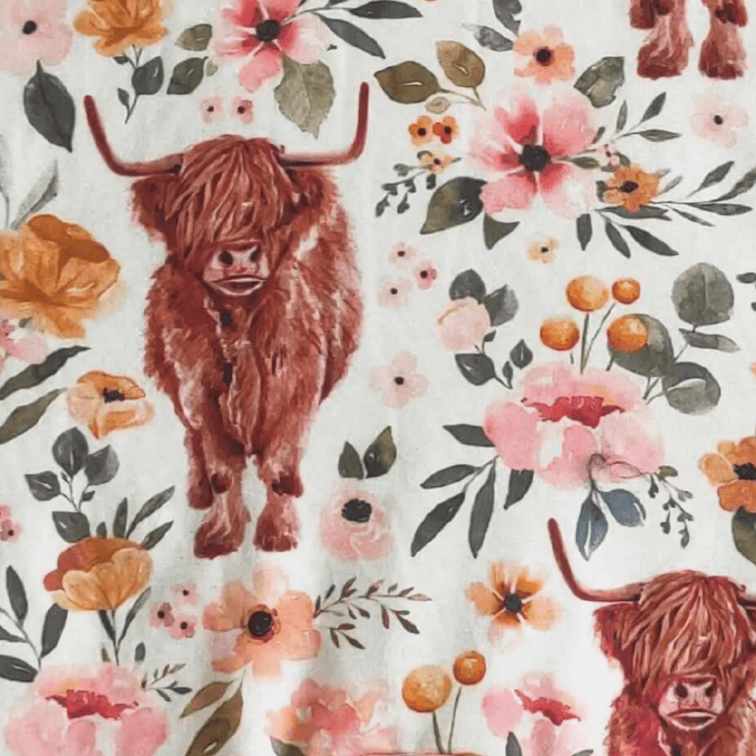 Ruffle Baby Romper - Floral Cow Design