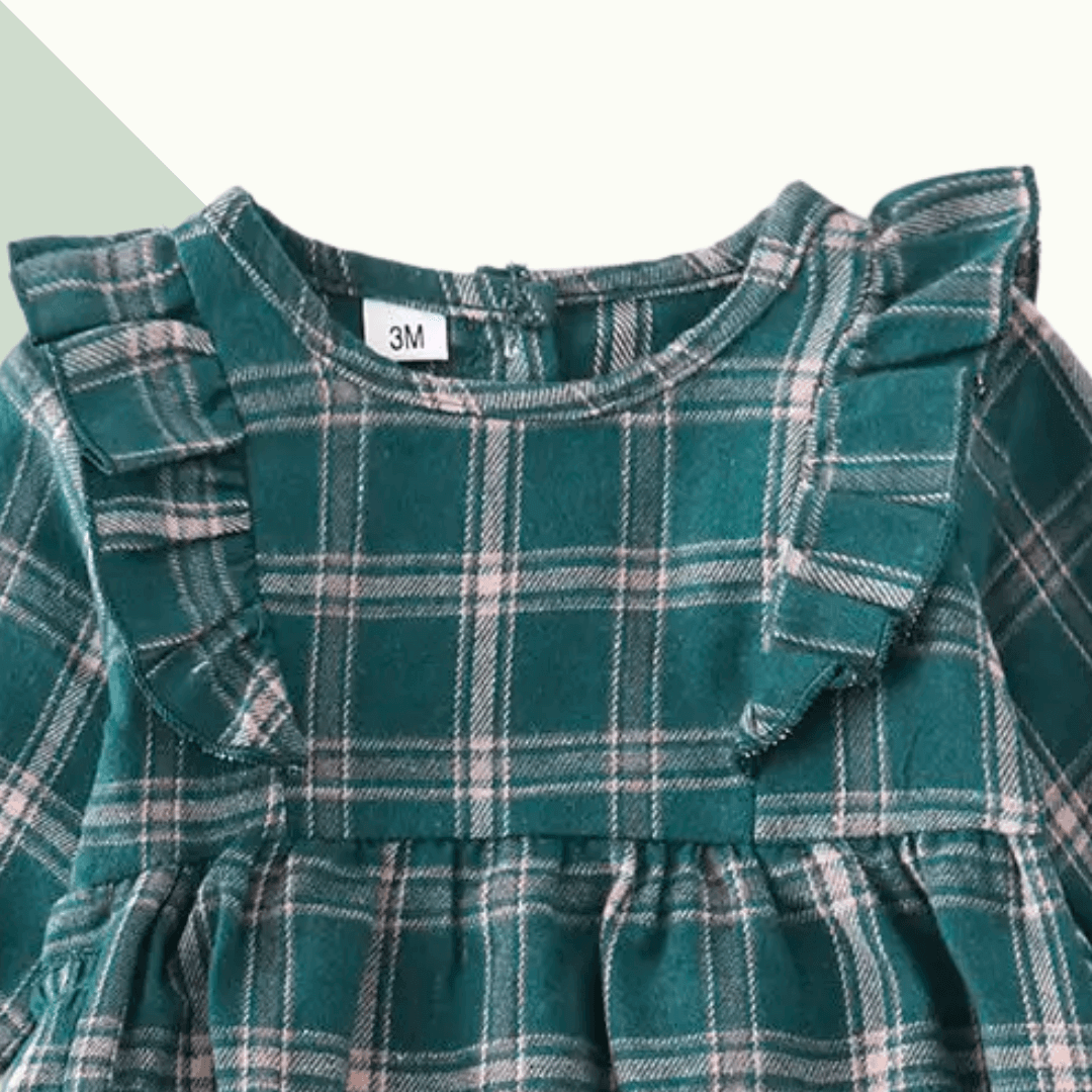 Forest Plaid Flannel Ruffle Baby Romper - Evvie Bean's Baby Boutique