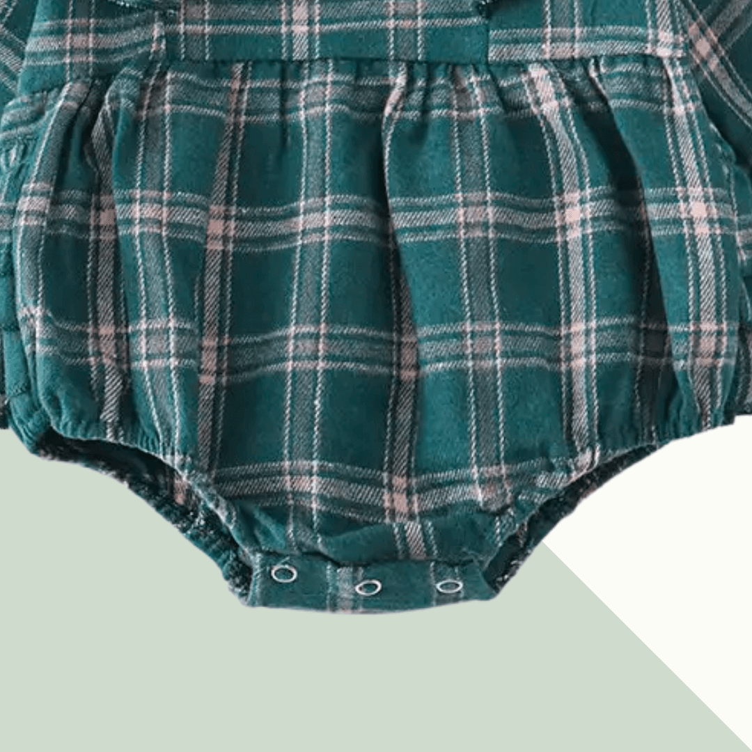 Forest Plaid Flannel Ruffle Baby Romper - Evvie Bean's Baby Boutique