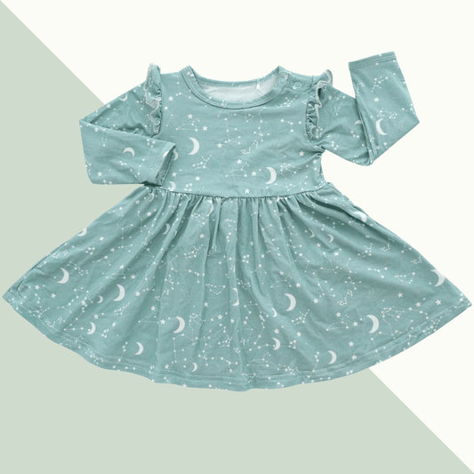 Stargazer Bamboo Long Sleeve Dress - Evvie Bean's Baby Boutique