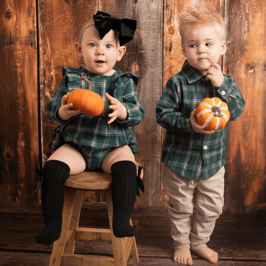 Forest Plaid Flannel Ruffle Baby Romper - Evvie Bean's Baby Boutique