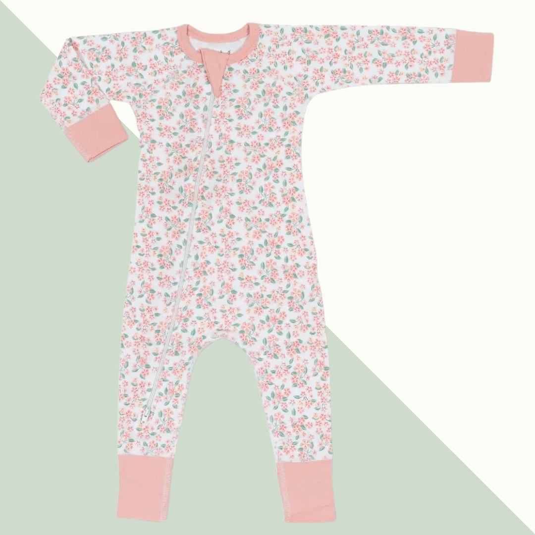Pear Blossom Baby Zip Playsuit - Evvie Bean's Baby Boutique