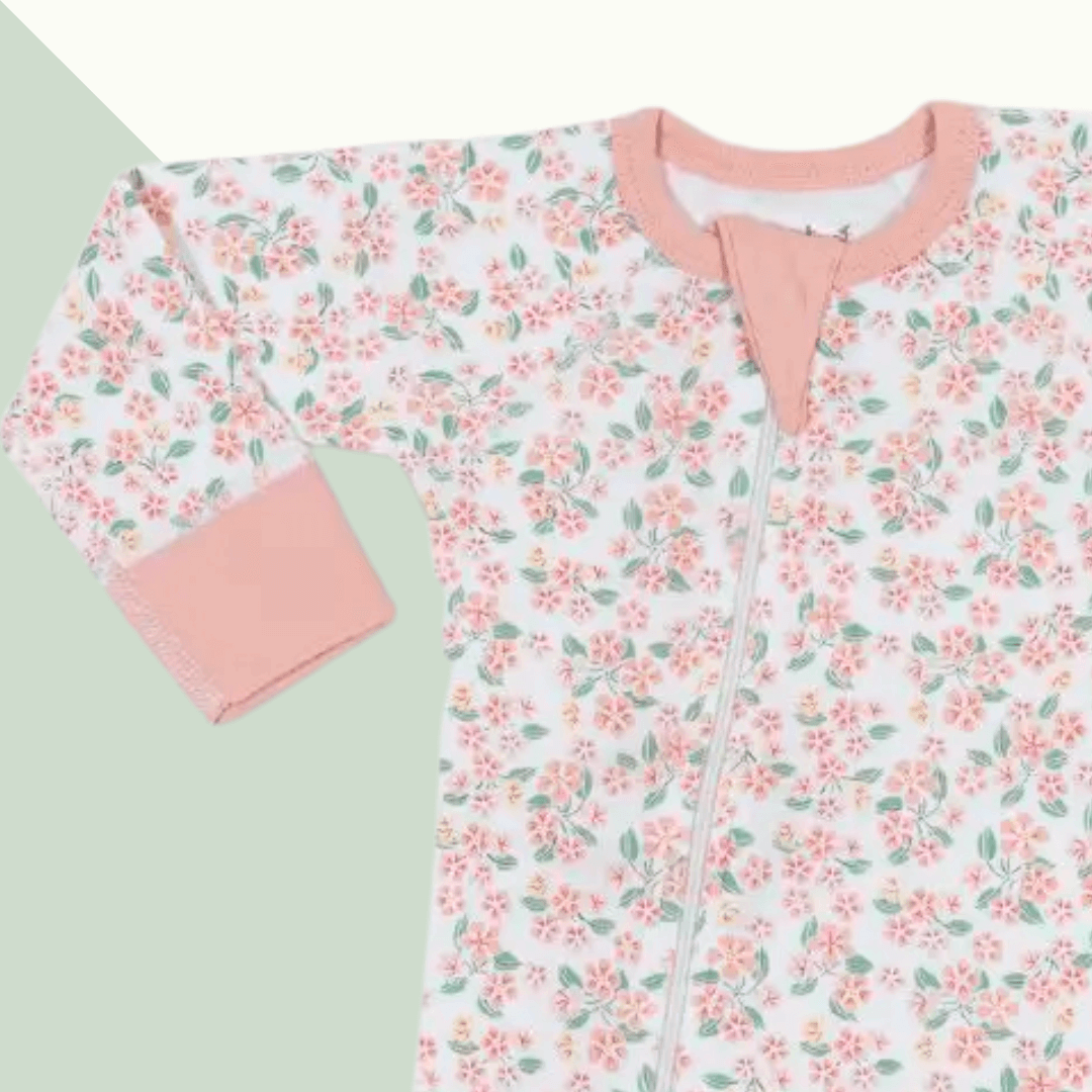 Pear Blossom Baby Zip Playsuit - Evvie Bean's Baby Boutique