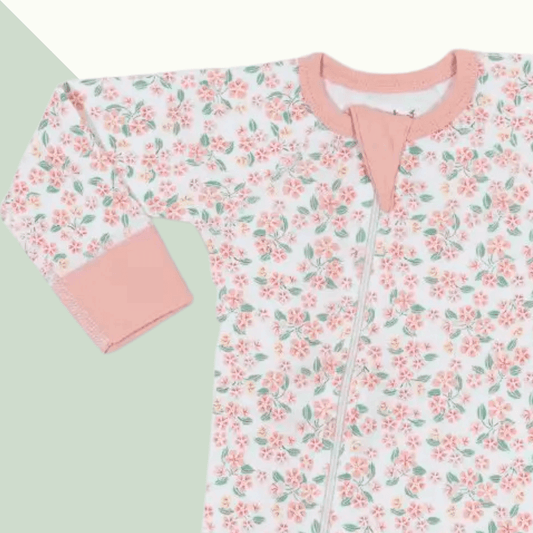 Pear Blossom Baby Zip Playsuit - Evvie Bean's Baby Boutique