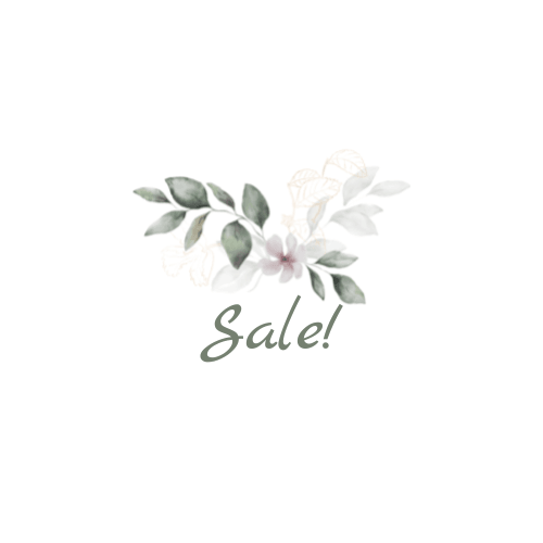 Elegant green leafy floral design with light pink flower and Sale! text for baby boutique promotion