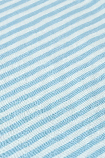 Short Sleeve Crewneck Tee Light Blue Tonal Stripe