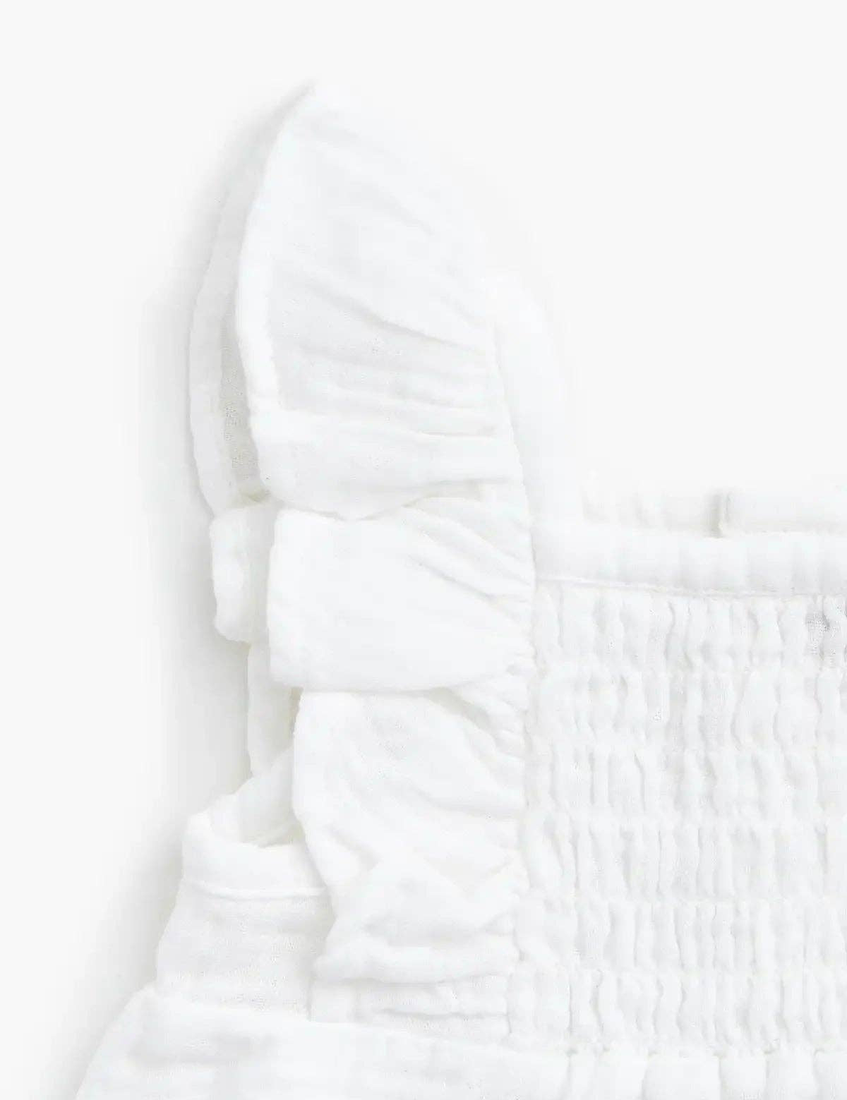 Two-Piece Gauze Smocked Set White