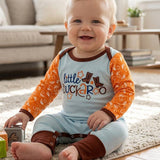 Little Buckaroo western printed baby romper
