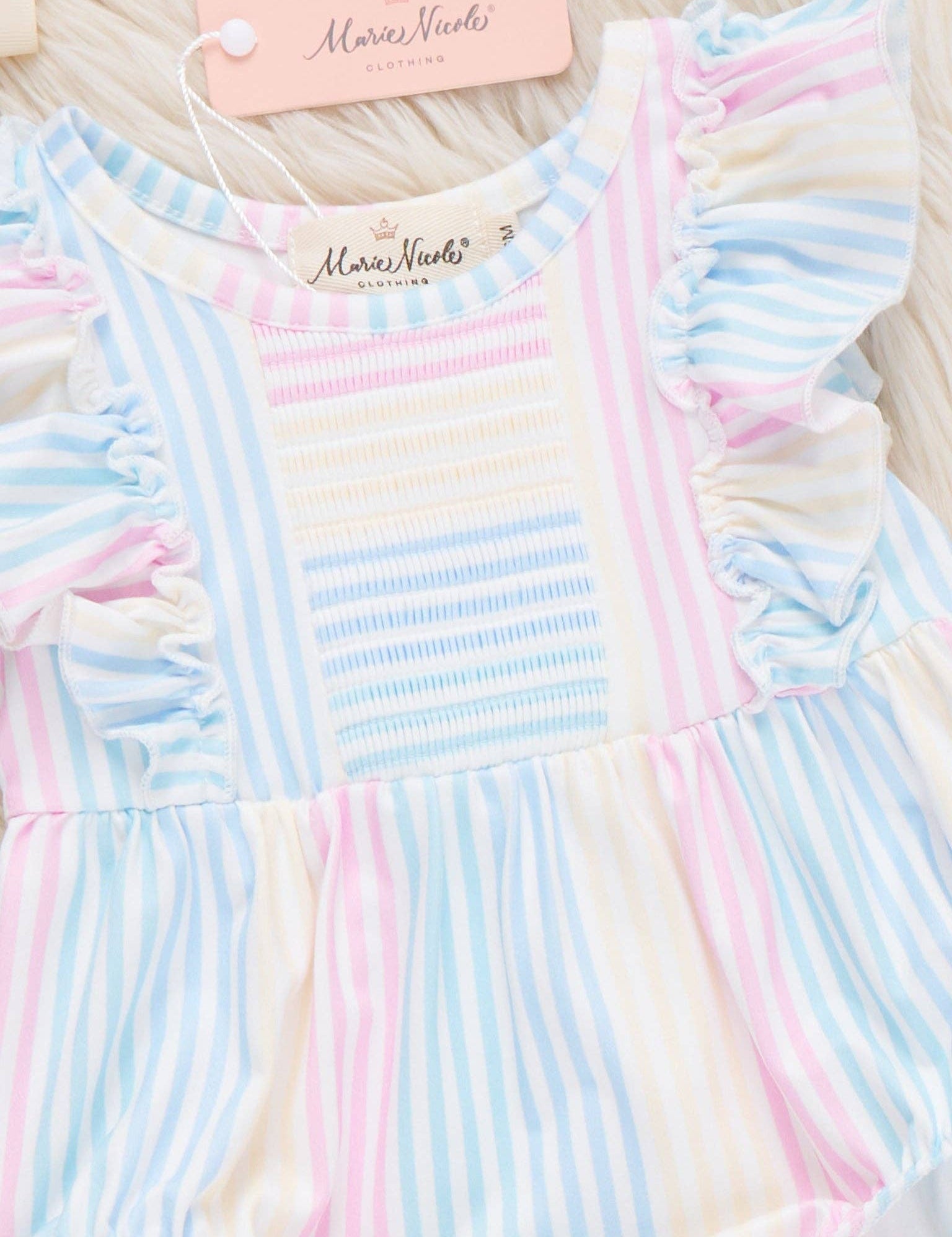 Sunshine Sway Striped Ruffle Romper