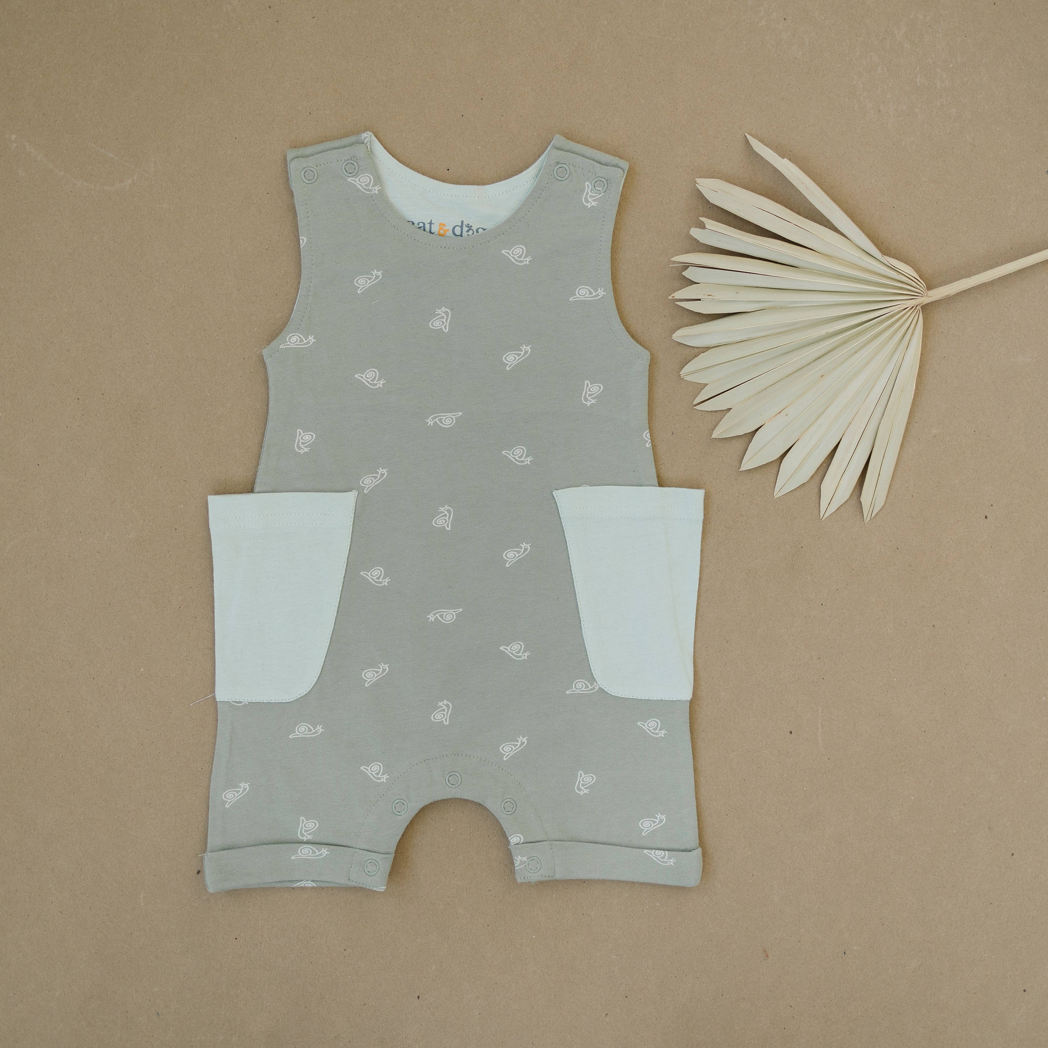 Organic Cotton Sleeveless Romper - Freshwater Snail