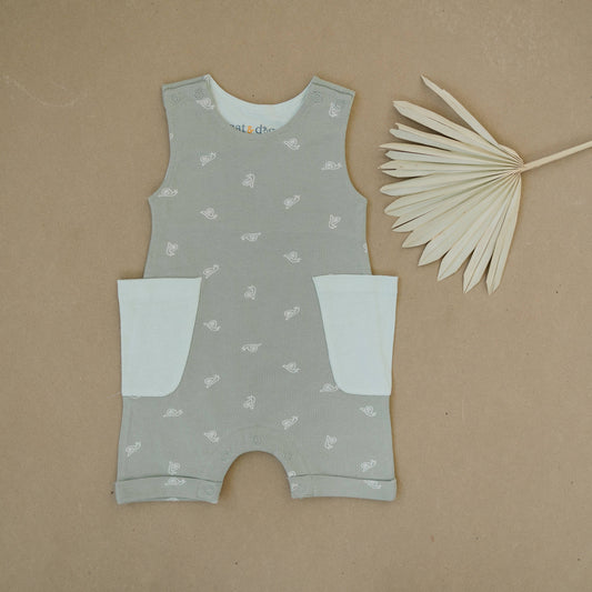 Organic Cotton Sleeveless Romper - Freshwater Snail
