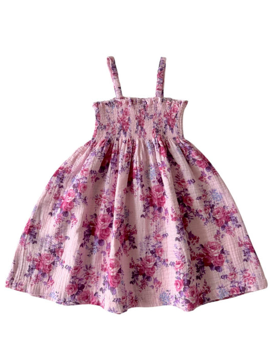 Muslin Smocked Tube Dress, Violet Rose
