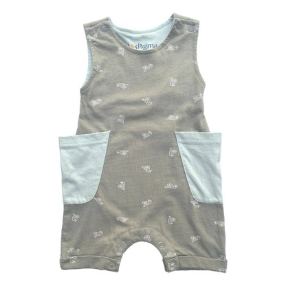 Organic Cotton Sleeveless Romper - Freshwater Snail