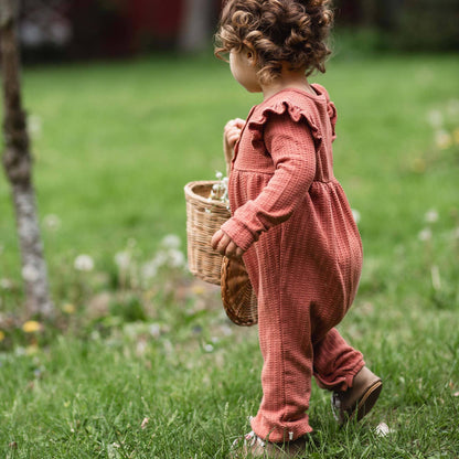 Rust Dottie Ruffle Infant Jumpsuit