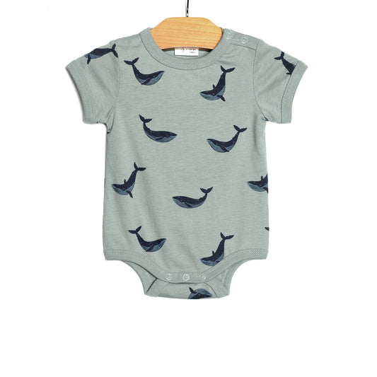 Baby Spring and Summer Bodysuit- Blue Whales