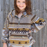 Teal/Brown aztec printed pullover