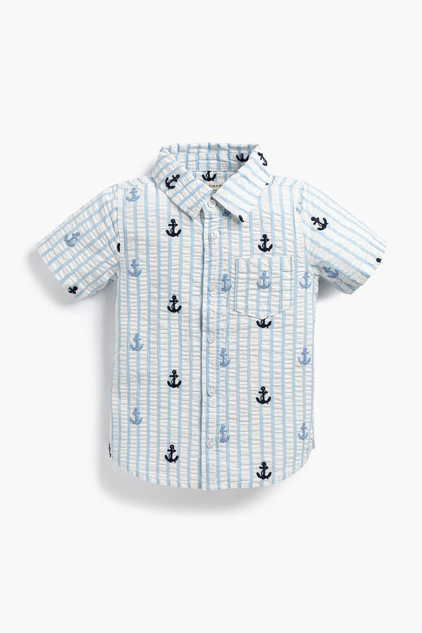 Kids Short Sleeve Oxford Shirt | Nautical Anchors