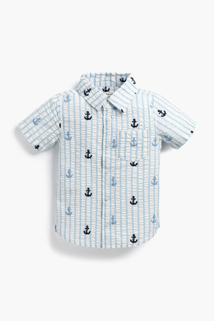 Kids Short Sleeve Oxford Shirt | Nautical Anchors
