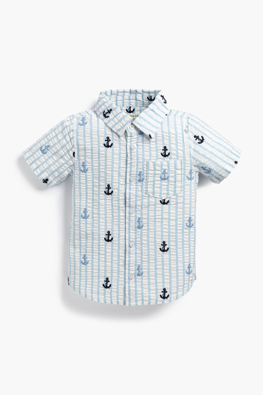 Kids Short Sleeve Oxford Shirt | Nautical Anchors