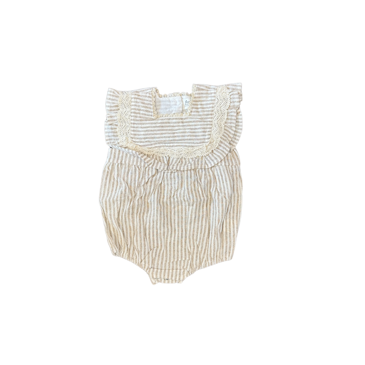 Taupe Stripes Ruffle Romper & Dress