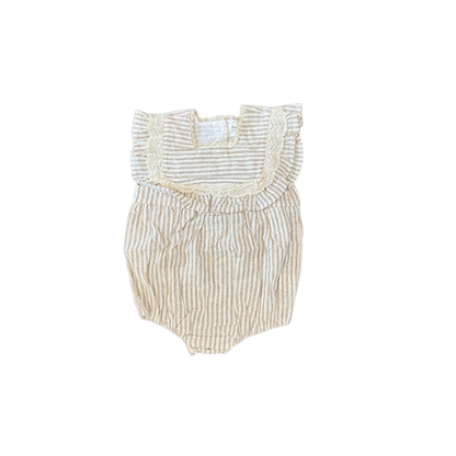 Taupe Stripes Ruffle Romper & Dress
