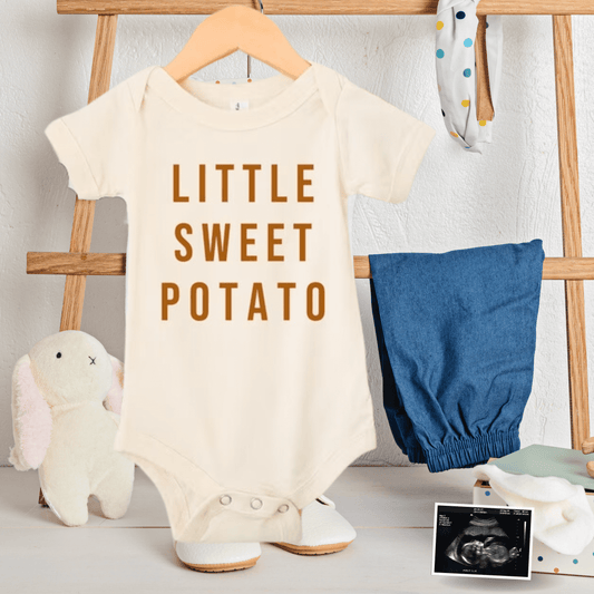 Little Sweet Potato Gerber Onesie- Natural SS - Evvie Bean's Baby Boutique