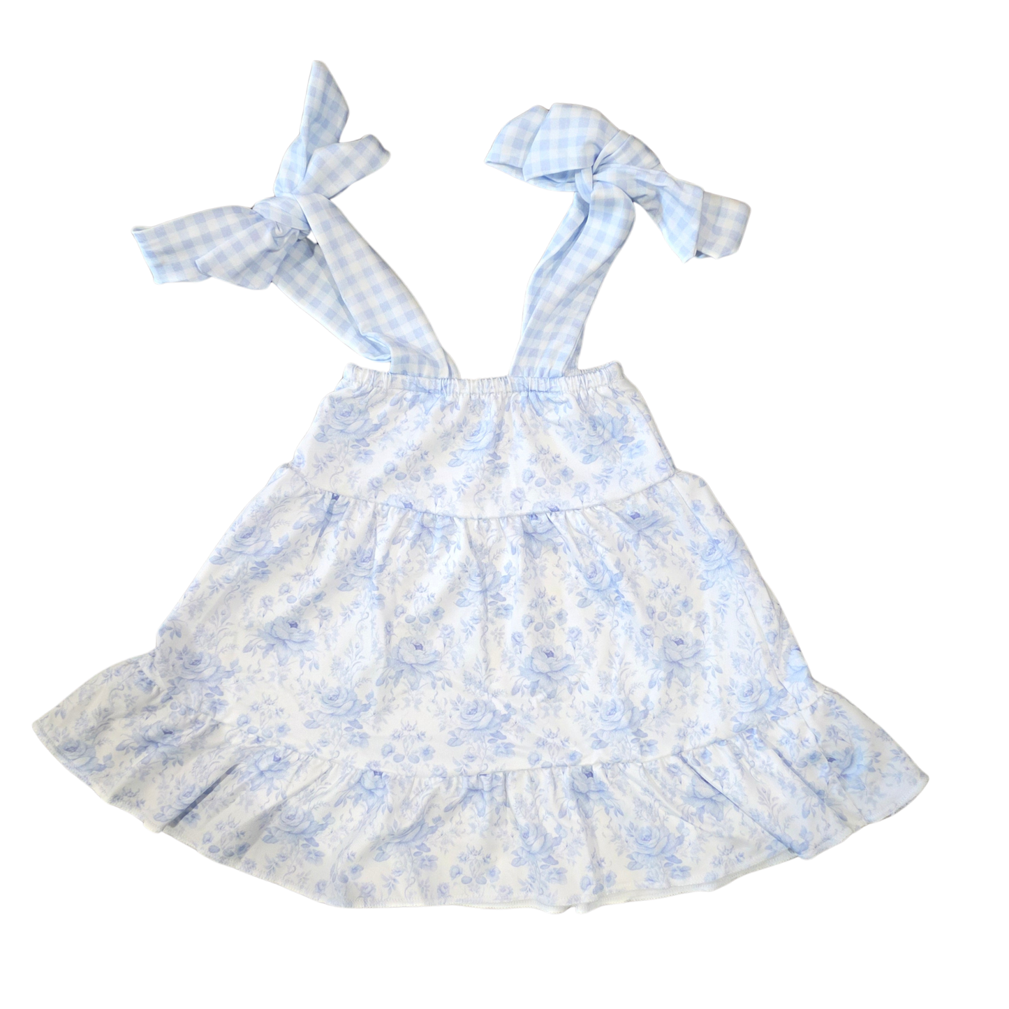 Blue Rose Toile & Gingham Dress
