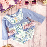 Purple & Pink Floral Ruffles Infant Romper
