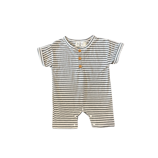 Gray Stripe Cotton Baby Romper