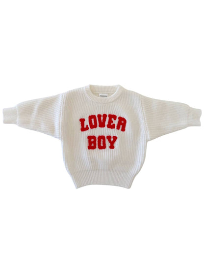 Knit Sweater, Lover Boy White