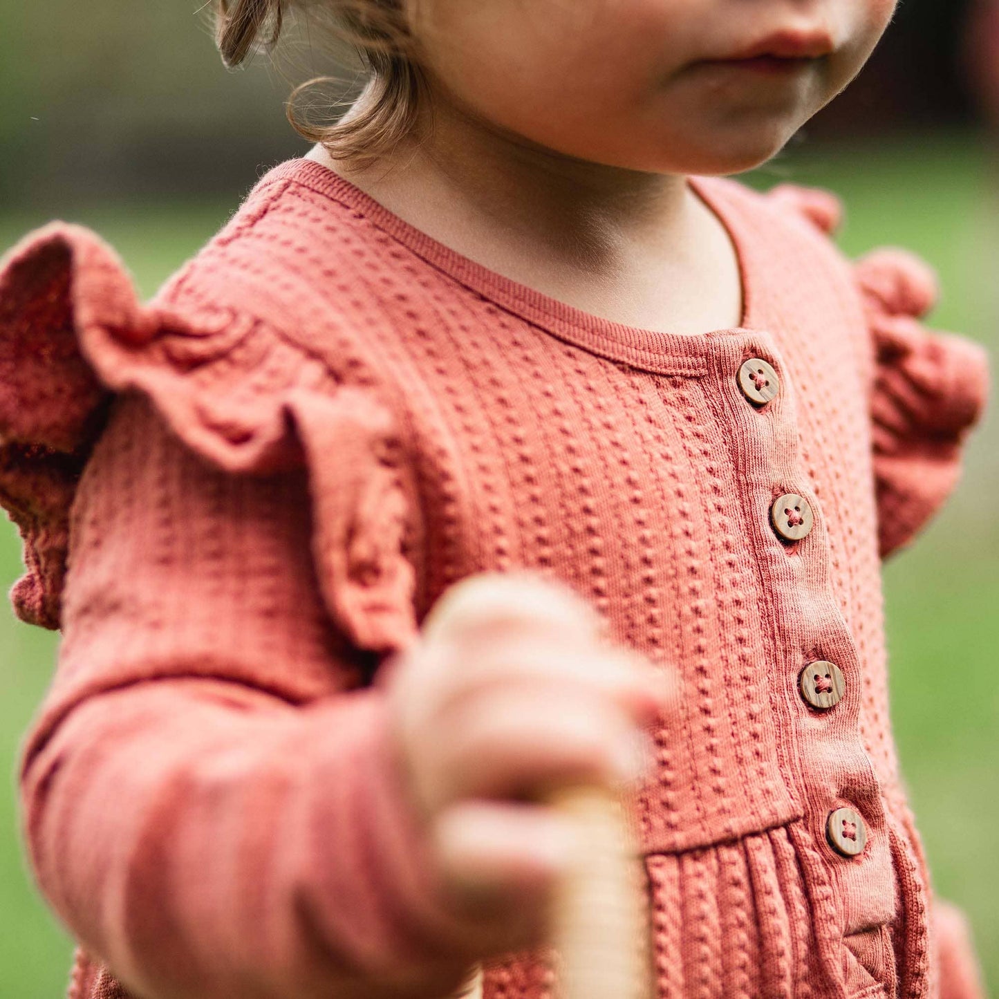Rust Dottie Ruffle Infant Jumpsuit