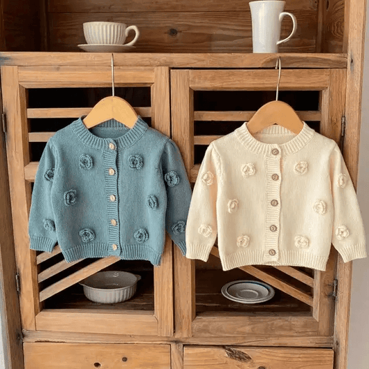 Knit Pop-Up Floral Cardigan - Evvie Bean's Baby Boutique