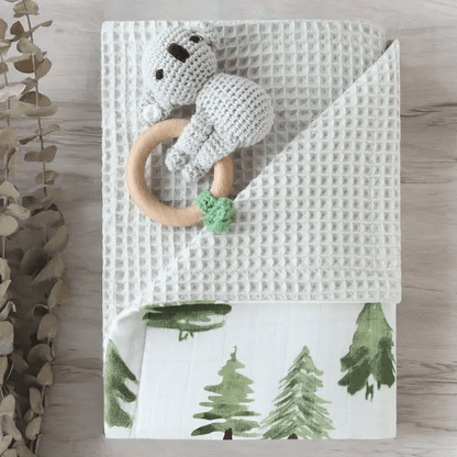 Waffle Knit Blanket - In The Pines - Evvie Bean's Baby Boutique