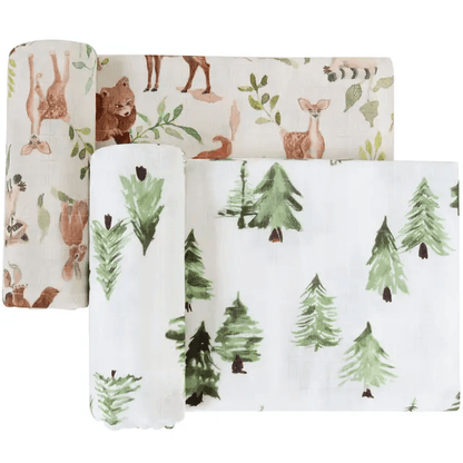 Muslin Swaddle - Forest Friends - Evvie Bean's Baby Boutique