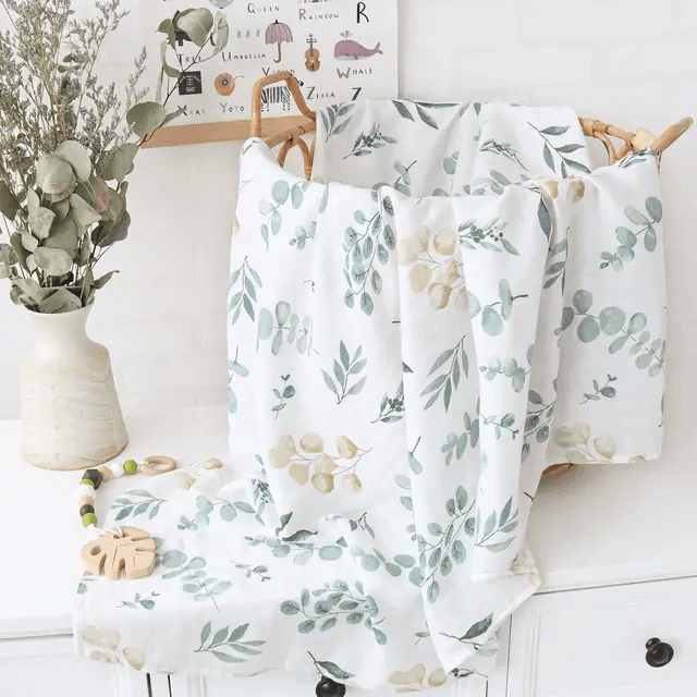 Muslin Swaddle - Eucalyptus - Evvie Bean's Baby Boutique