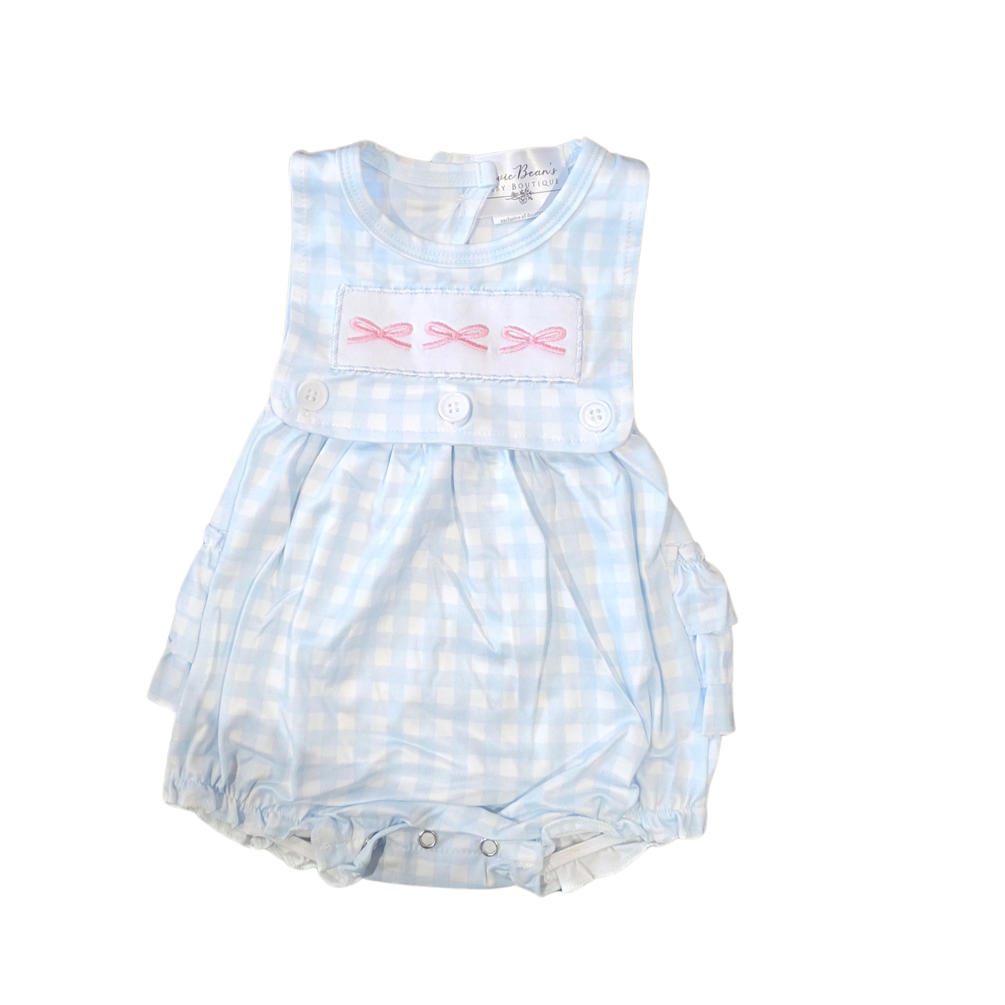 Bows & Gingham Ruffle Bubble Romper