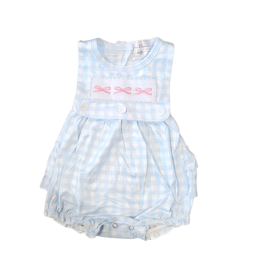 Bows & Gingham Ruffle Bubble Romper