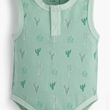 Henley Shortie Set & Bodysuit Green Cactus