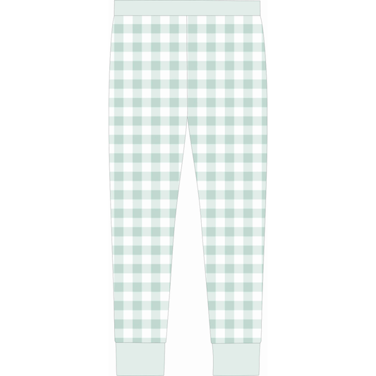 Mint Gingham Adult Bamboo Jogger