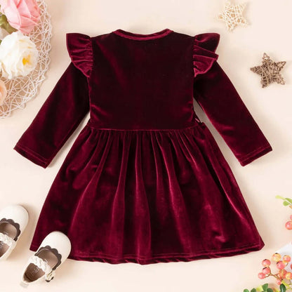 Velvet Ruffle Holiday Dress - Evvie Bean's Baby Boutique