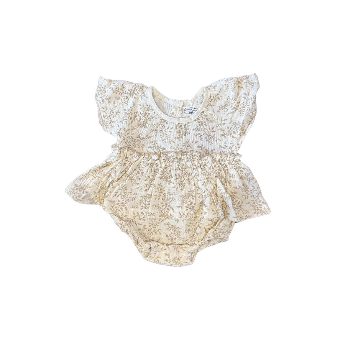 Delicate Neutral Florals Flutter Sleeve Romper