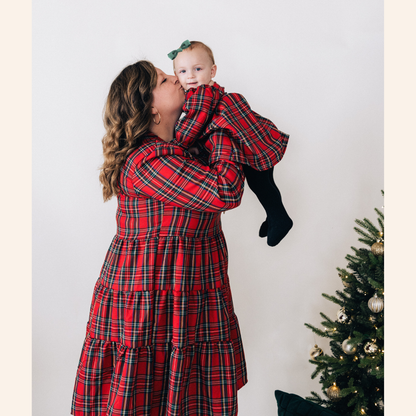 Christmas Red Tartan Plaid Mommy & Me Dress - Infant Dress