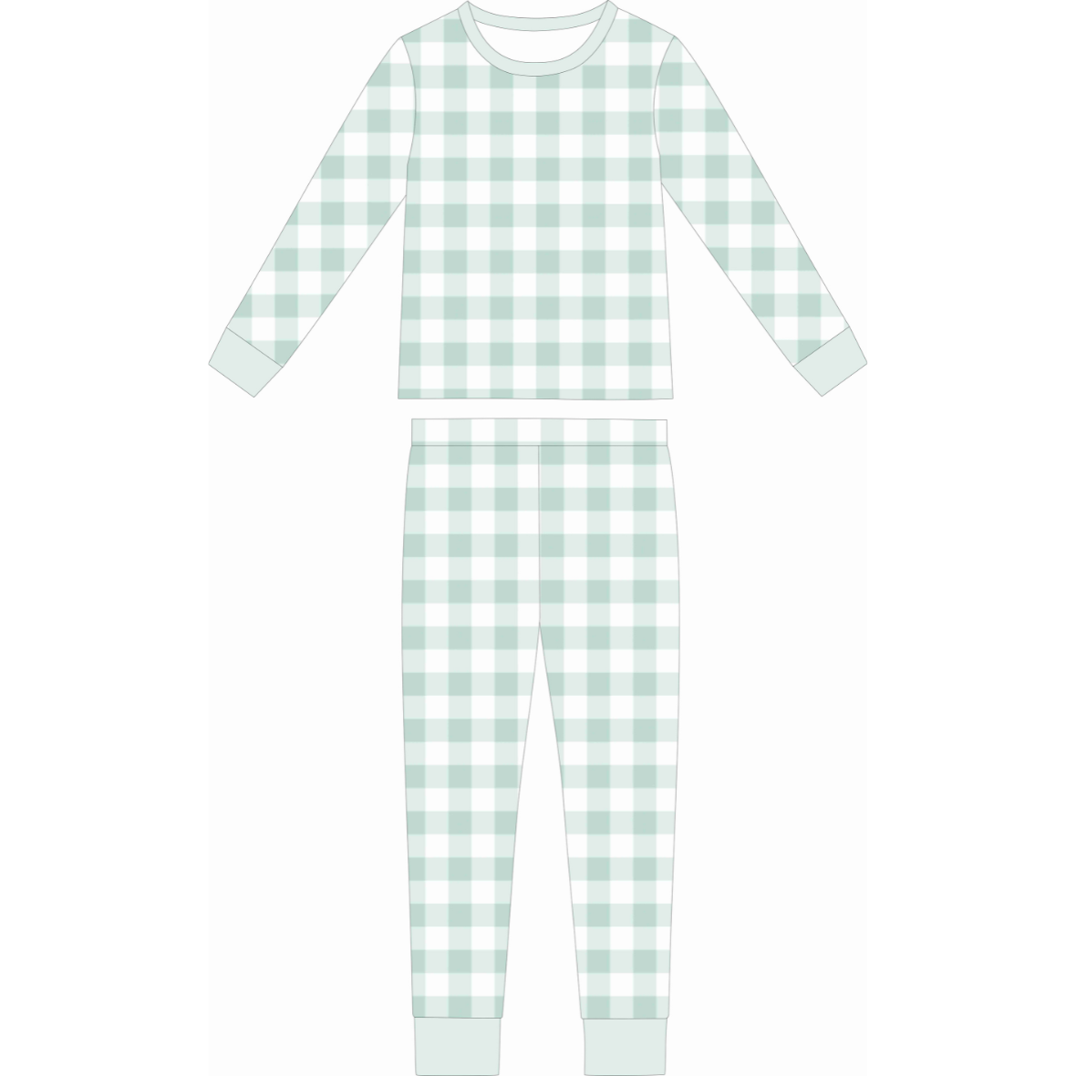 Mint Gingham Two Piece Bamboo Sleeper Set