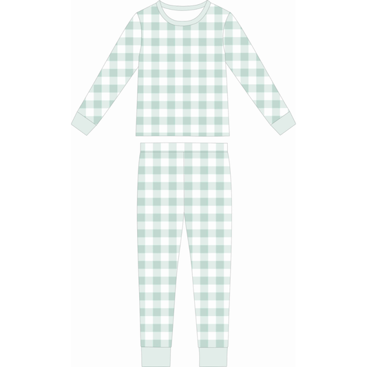 Mint Gingham Two Piece Bamboo Sleeper Set