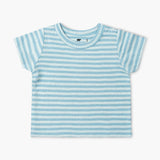 Short Sleeve Crewneck Tee Light Blue Tonal Stripe