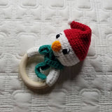 White Snowman Hand Crochet Rattle - Christmas