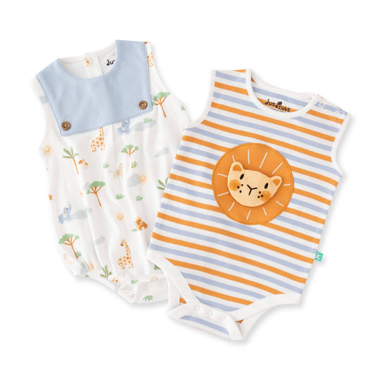 Organic Safari Lion & Explorer Baby Rompers