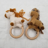 Hand Crochet Horse Rattle - Khaki & Brown