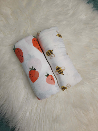 Muslin Swaddle - Busy Bee - Evvie Bean's Baby Boutique